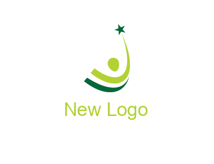 abstract person in the air and touching star graphics
