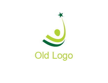 abstract person in the air and touching star graphics