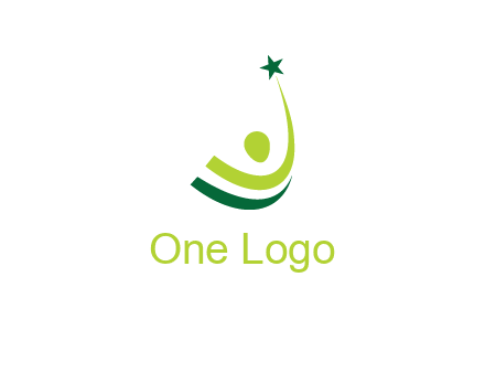 abstract person in the air and touching star graphics