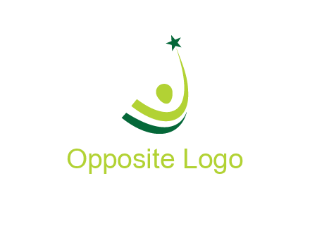 abstract person in the air and touching star graphics