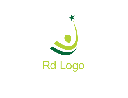 abstract person in the air and touching star graphics