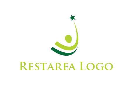 abstract person in the air and touching star graphics