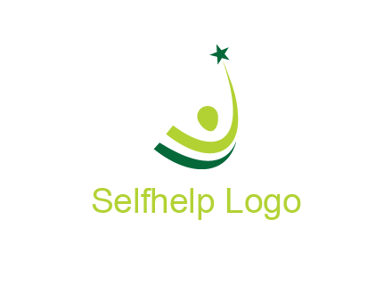 abstract person in the air and touching star graphics
