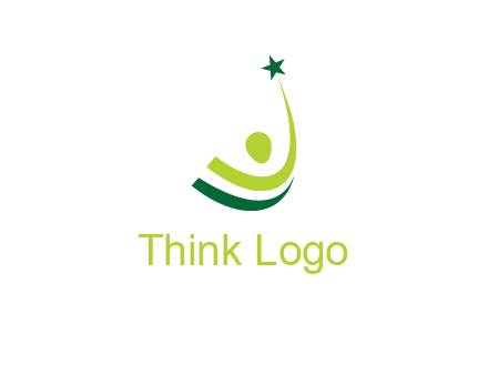 abstract person in the air and touching star graphics