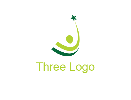 abstract person in the air and touching star graphics