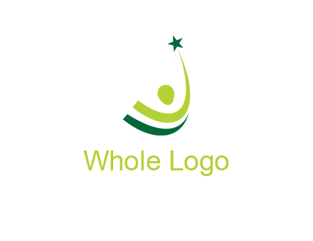 abstract person in the air and touching star graphics