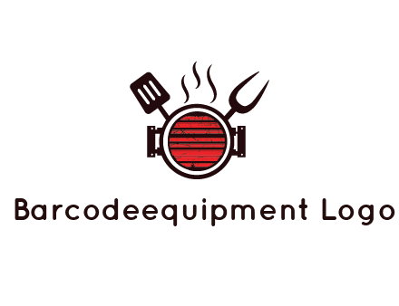 cooking utensils behind grill with steam