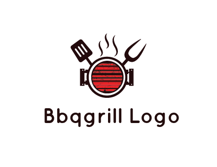 cooking utensils behind grill with steam