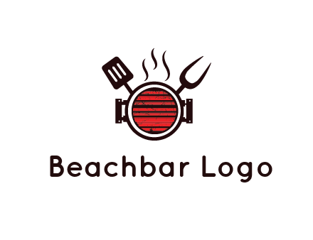 cooking utensils behind grill with steam