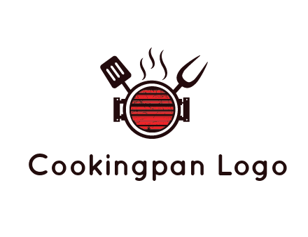 cooking utensils behind grill with steam