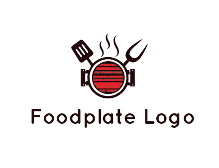 cooking utensils behind grill with steam