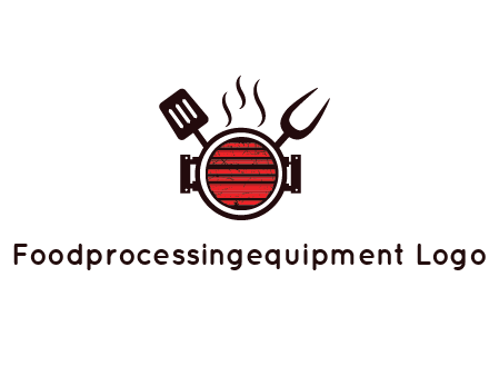 cooking utensils behind grill with steam