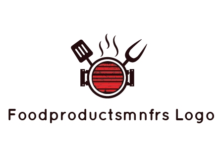 cooking utensils behind grill with steam