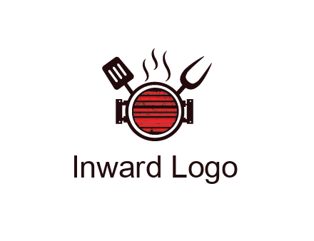 cooking utensils behind grill with steam