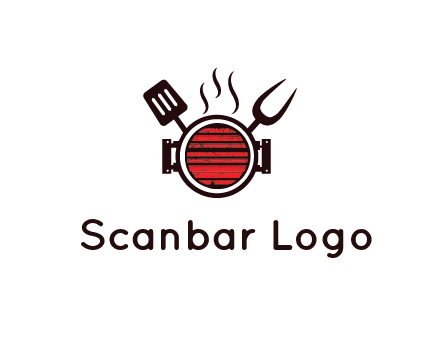 cooking utensils behind grill with steam