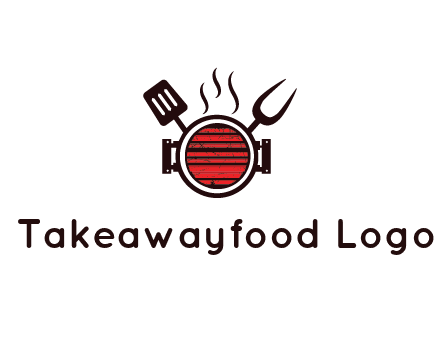 cooking utensils behind grill with steam