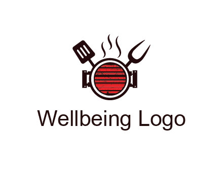 cooking utensils behind grill with steam