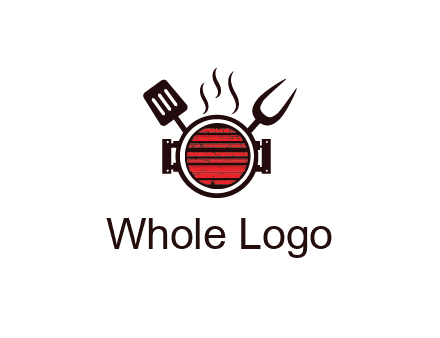 cooking utensils behind grill with steam