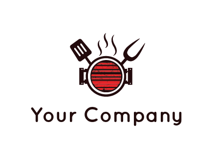 cooking utensils behind grill with steam