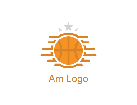 lines around basketball with stars above