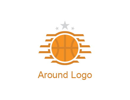 lines around basketball with stars above