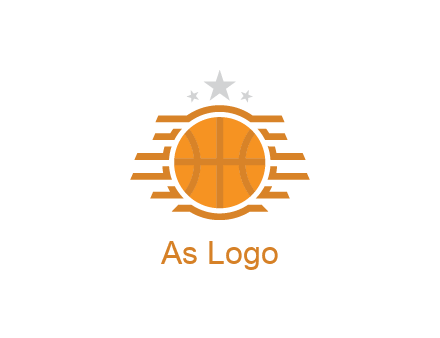 lines around basketball with stars above