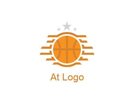 lines around basketball with stars above
