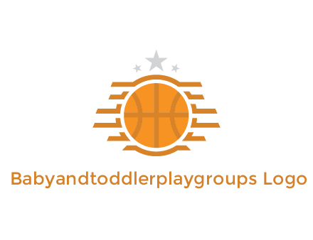 lines around basketball with stars above