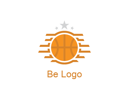 lines around basketball with stars above