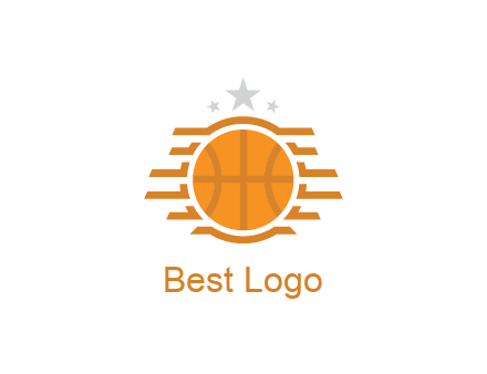 lines around basketball with stars above
