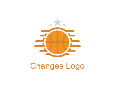 lines around basketball with stars above