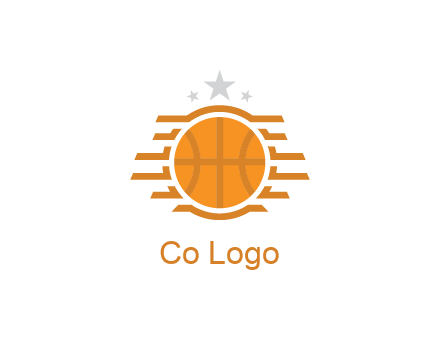 lines around basketball with stars above