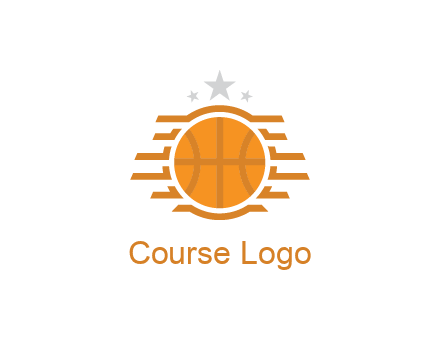 lines around basketball with stars above