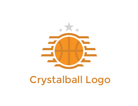 lines around basketball with stars above