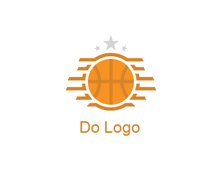 lines around basketball with stars above