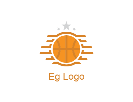 lines around basketball with stars above