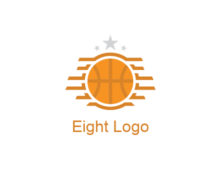 lines around basketball with stars above