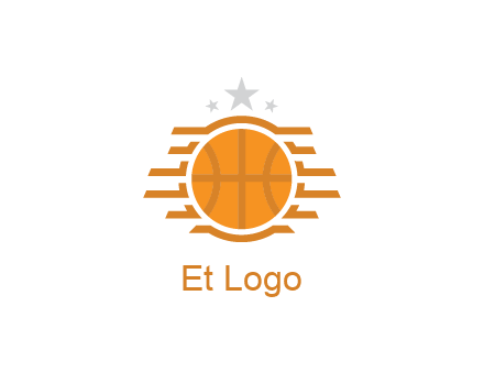 lines around basketball with stars above
