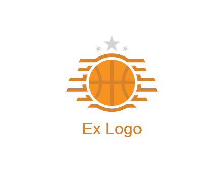 lines around basketball with stars above