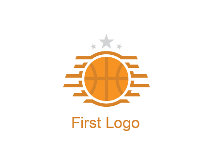 lines around basketball with stars above