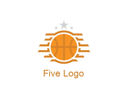 lines around basketball with stars above
