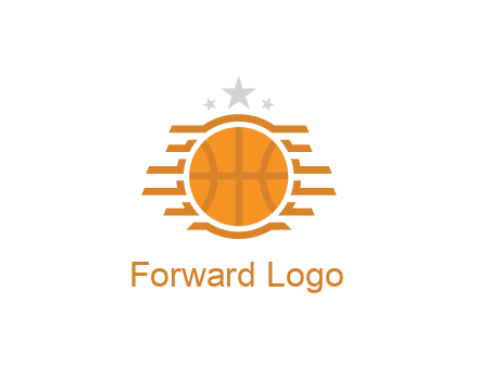 lines around basketball with stars above