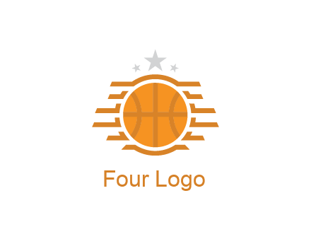 lines around basketball with stars above
