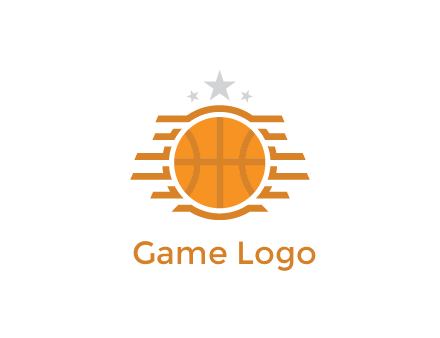 lines around basketball with stars above