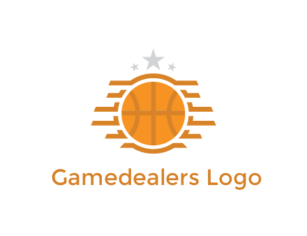 lines around basketball with stars above