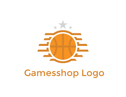lines around basketball with stars above