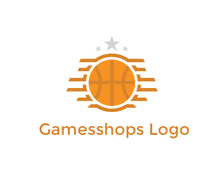 lines around basketball with stars above