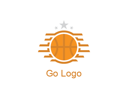 lines around basketball with stars above