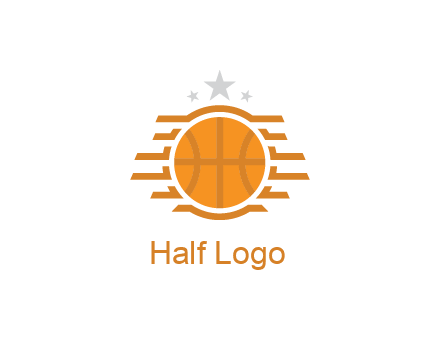 lines around basketball with stars above