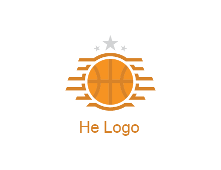lines around basketball with stars above